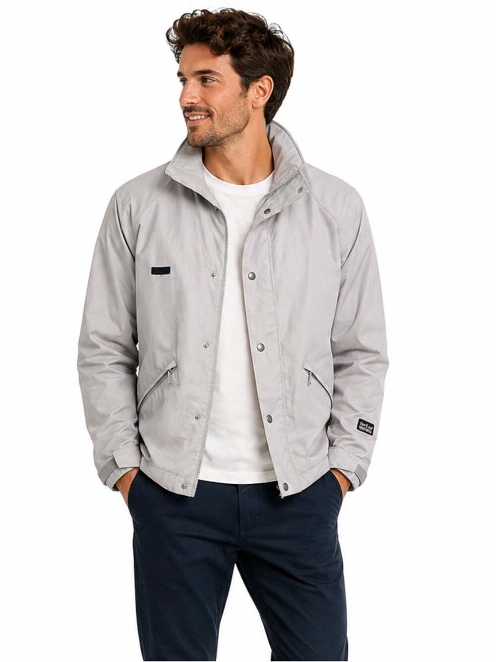 Far West Unisex Grey Long Sleeve Full Zip Nylon Lightweight Jacket